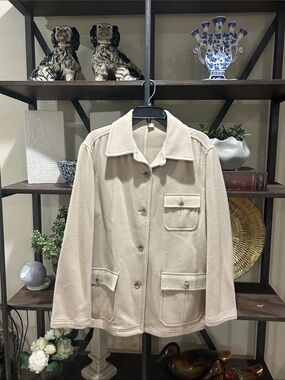 J.Crew Cream Button-Front Women's Jacket with Patch Pockets large